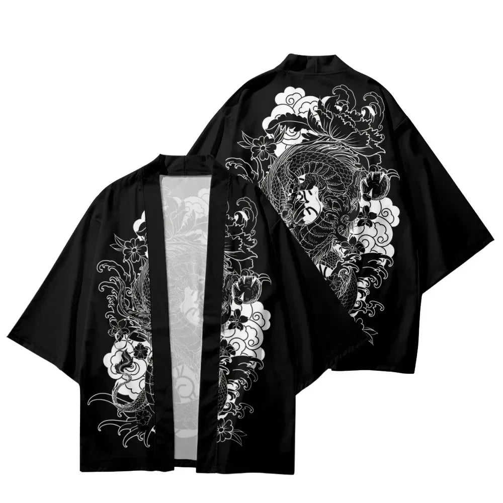 Japanese Anime Dragon 3D Print Kimono For Men And Women Street Retro Style Haori Loose Cardigan CosPlay Beach Yukata Tops