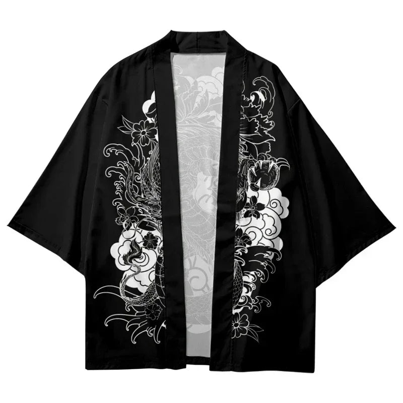 Japanese Anime Dragon 3D Print Kimono For Men And Women Street Retro Style Haori Loose Cardigan CosPlay  Beach Yukata Tops