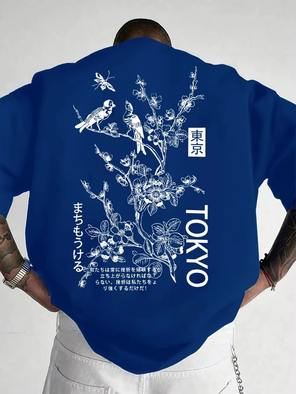 Men's Casual Flower and Bird Print Breathable Polyester Round Neck Topsummer Outdoor Fashiondaily Wear T-shirt Loose Casual Top