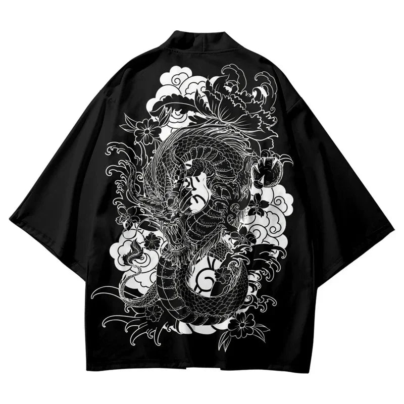 Japanese Anime Dragon 3D Print Kimono For Men And Women Street Retro Style Haori Loose Cardigan CosPlay  Beach Yukata Tops