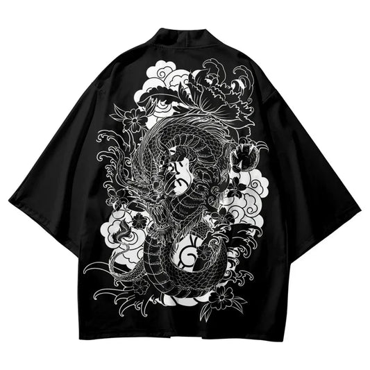 Japanese Anime Dragon 3D Print Kimono For Men And Women Street Retro Style Haori Loose Cardigan CosPlay  Beach Yukata Tops