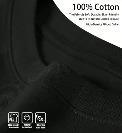 Letter Pattern Printed T-shirt Mens Summer Sweat-absorbing Breathable Comfortable Top Outdoor Short Sleeve Trendy Men's Clothing