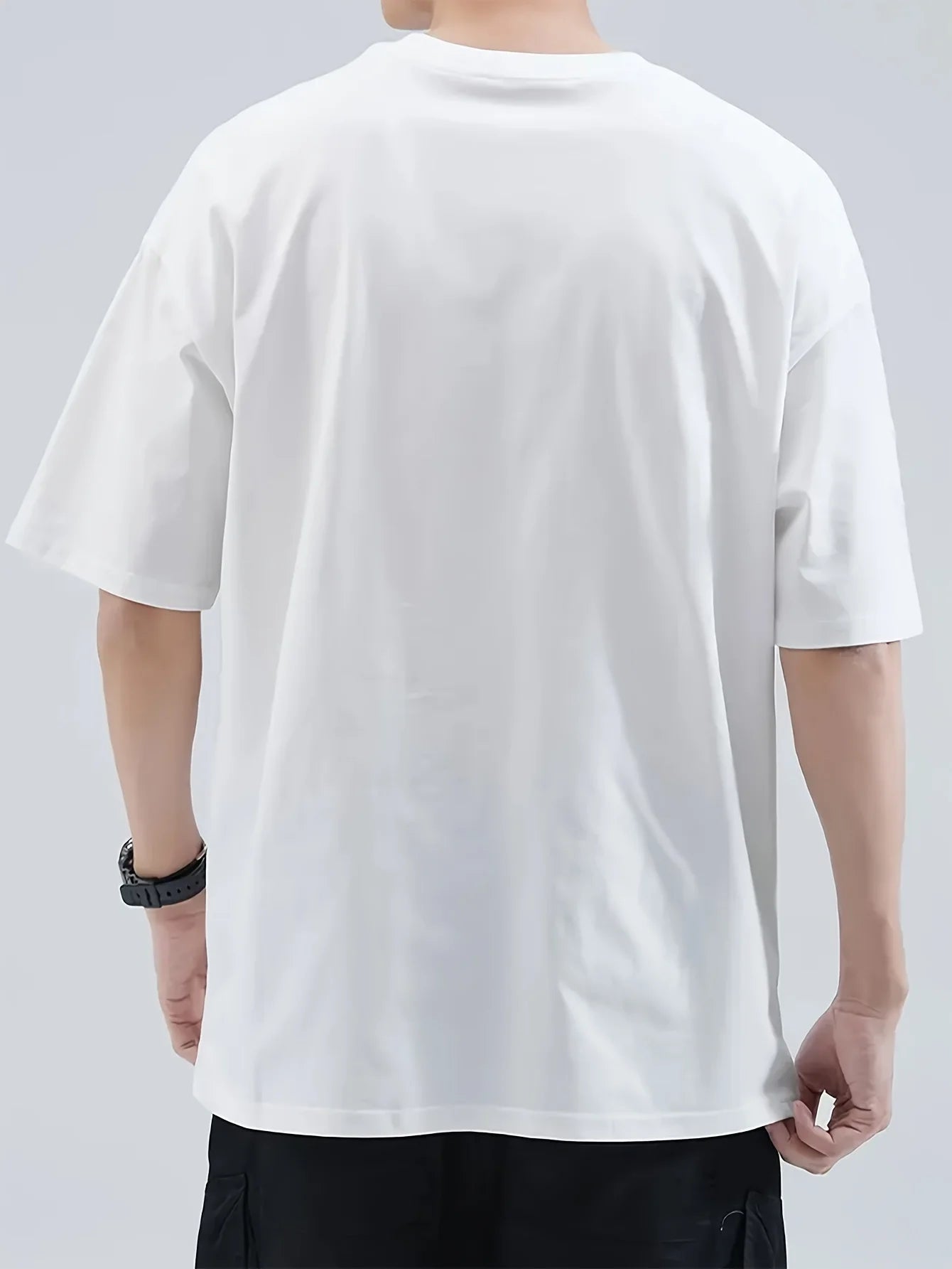 Men's Summer 100 Cotton Fashionable Casual Loose Japanese Samurai Pattern Printed Round Neck Short Sleeve T-shirt Top