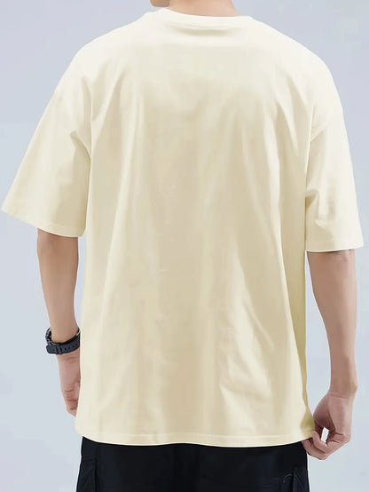 Men's Summer 100 Cotton Fashionable Casual Loose Japanese Samurai Pattern Printed Round Neck Short Sleeve T-shirt Top