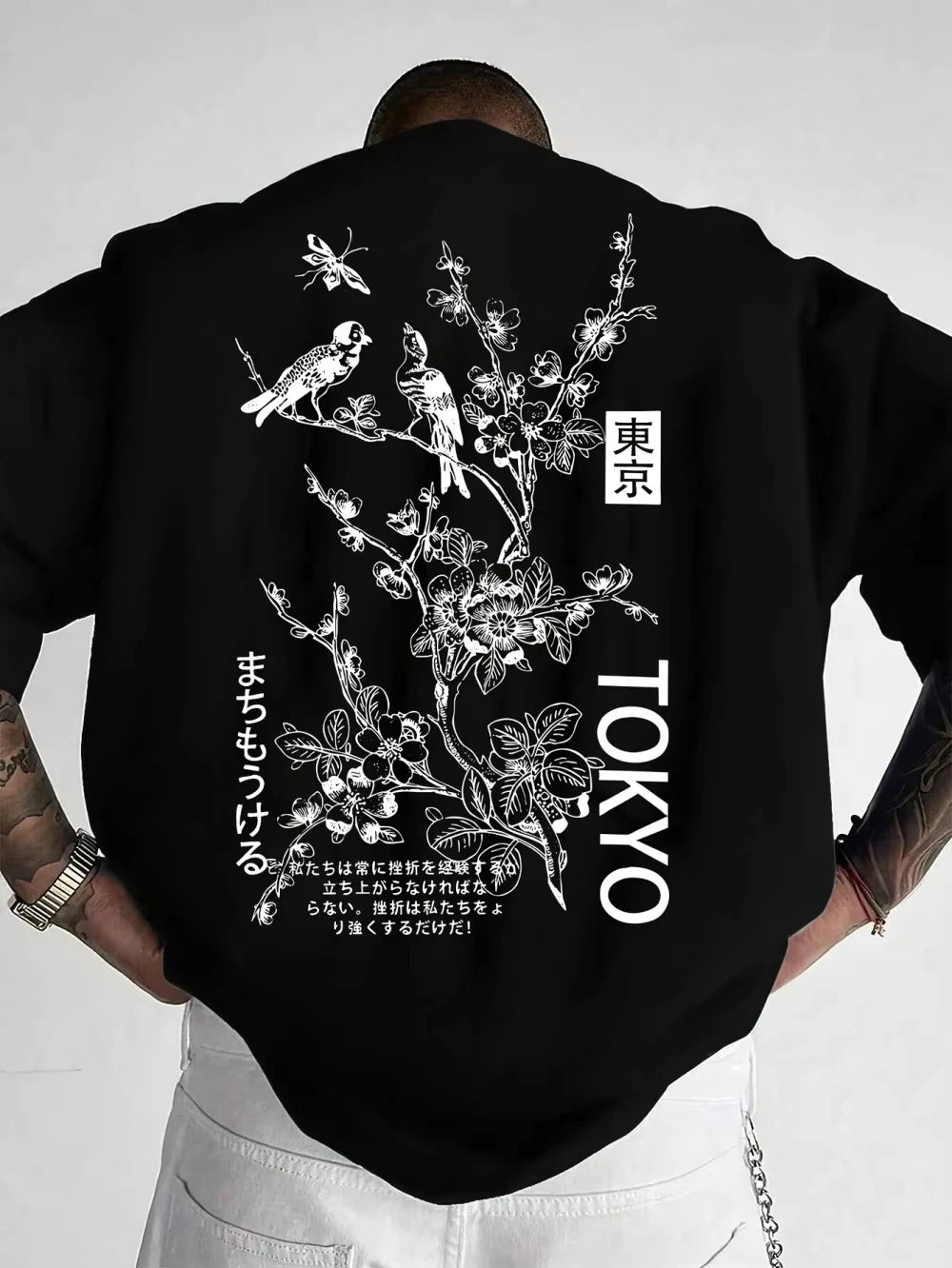 Men's Casual Flower and Bird Print Breathable Polyester Round Neck Topsummer Outdoor Fashiondaily Wear T-shirt Loose Casual Top