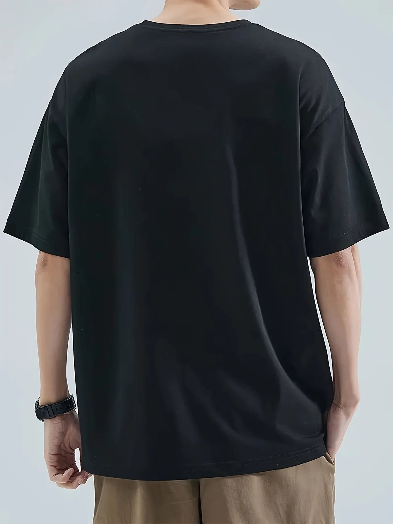 Men's Summer 100 Cotton Fashionable Casual Loose Japanese Samurai Pattern Printed Round Neck Short Sleeve T-shirt Top